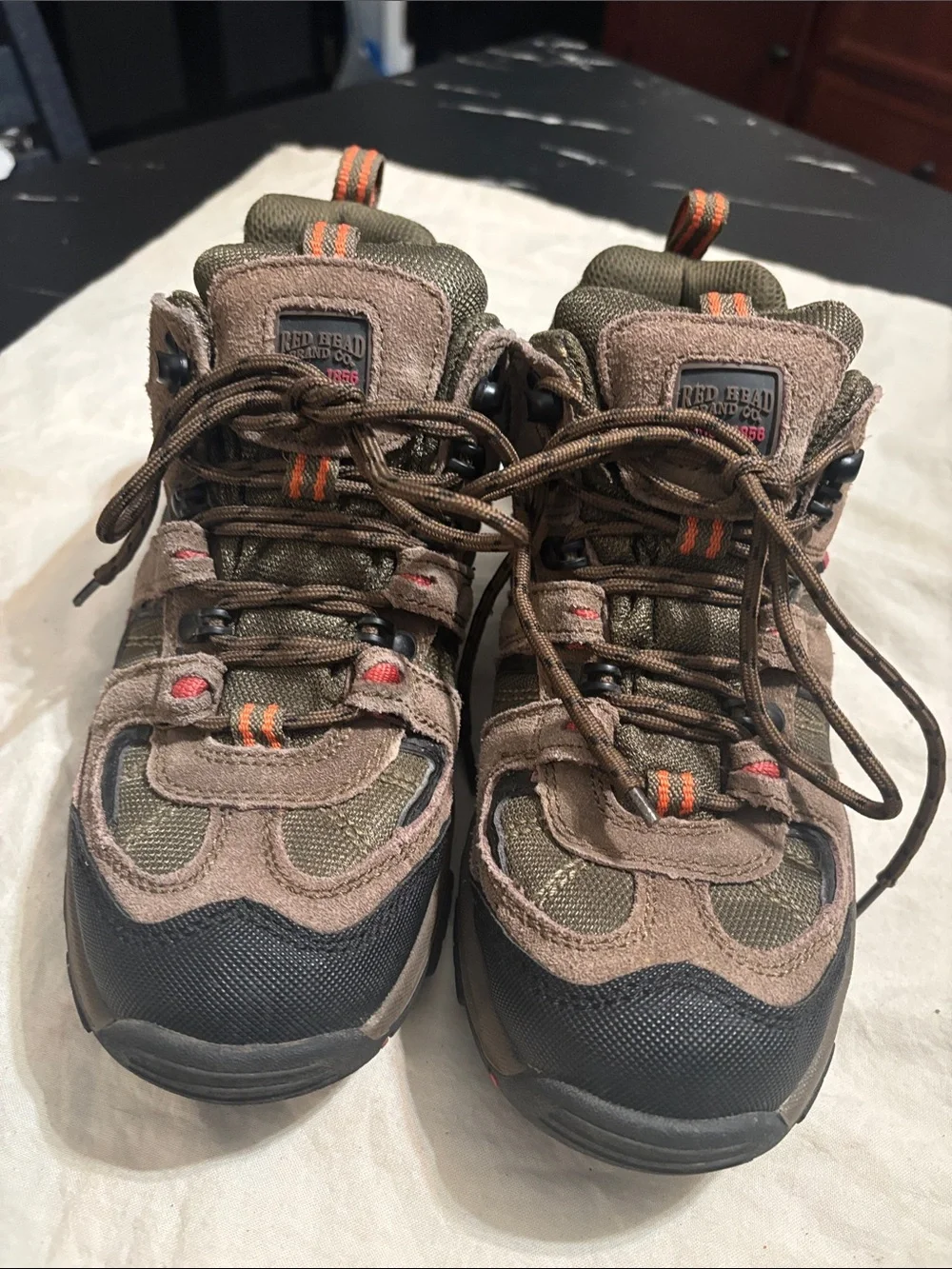 RedHead Brown and Olive Men's Chukka Hiking Boots with Orange Accents